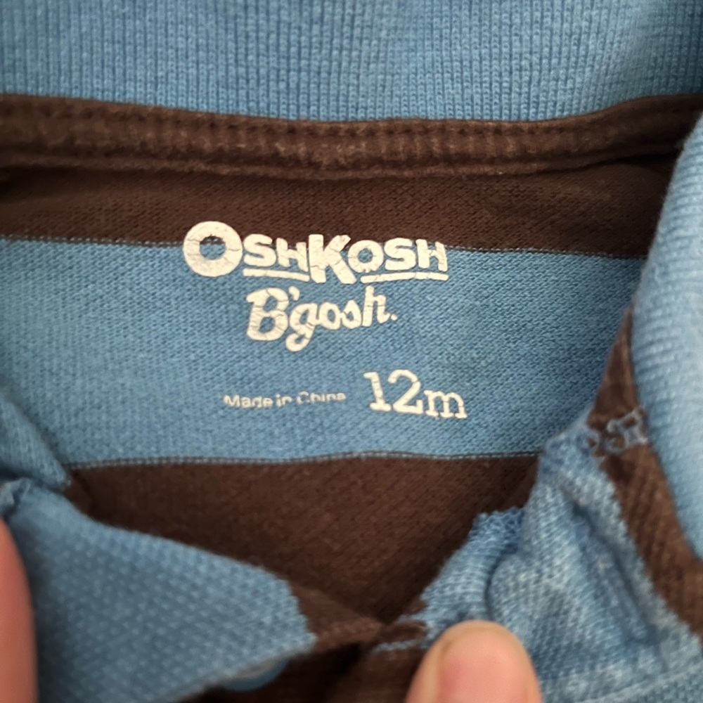 Blue and Brown Striped 12 Month Onesie